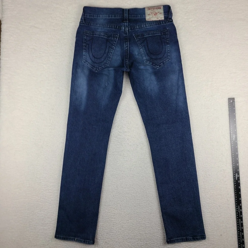 True Religion Jeans Mens 32x33 Blue GENO Relaxed Slim Dark Wash Denim *